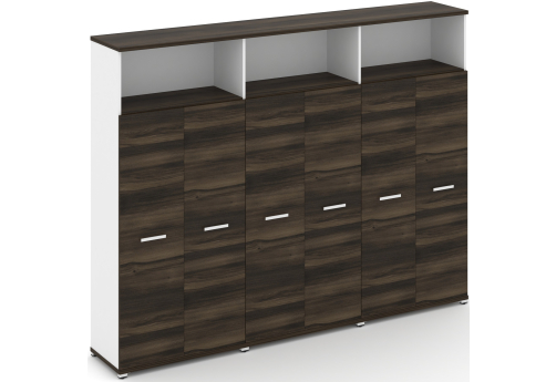 Шкаф три широкие секции 5 ниш (6 фасадов ЛДСП, 4 ниши) Динен, цвет дуб мали-белый