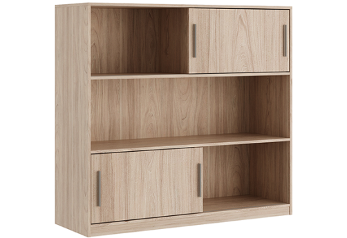 Стеллаж средний с древесным фасадом Виенсо, цвет вяз