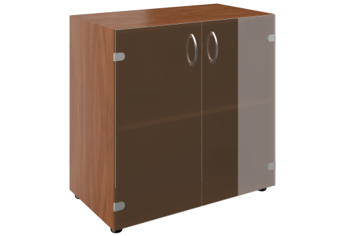 Шкаф широкий низкий со стеклом Адмирал, цвет орех