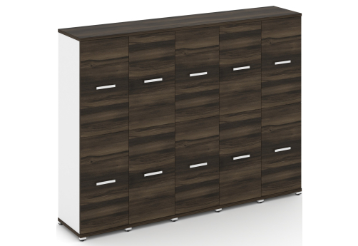 Шкаф пять узких секций 4 ниши (5 фасадов ЛДСП, 2 ниши + 5 фасадов ЛДСП, 2 ниши) Динен, цвет дуб мали-белый