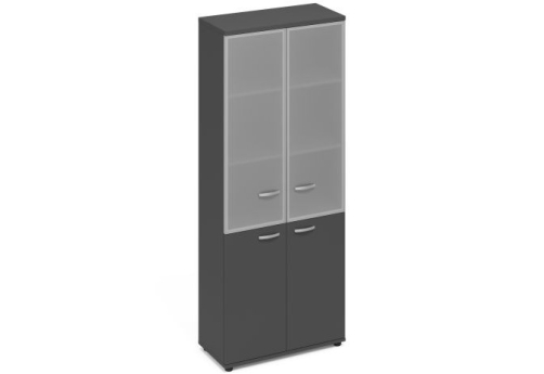 Шкаф высокий широкий (3 полки под стеклом в раме) Мира Нумо, цвет антрацит премиум