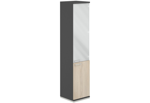 Шкаф правый 5 уровней со стеклом Фламинго, цвет антрацит + акация