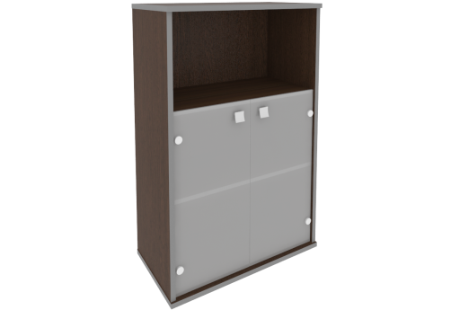 Шкаф средний широкий со стеклом (1 открытая полка), цвет венге