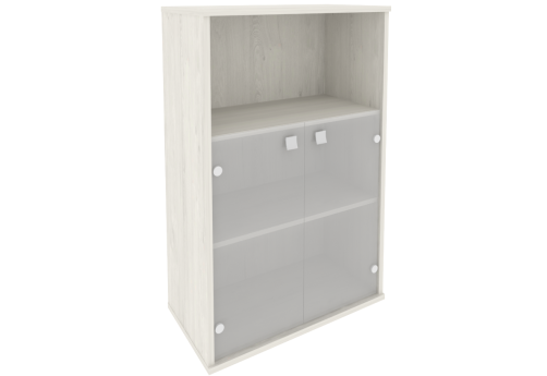 Шкаф средний широкий со стеклом (1 открытая полка), цвет дуб наварра