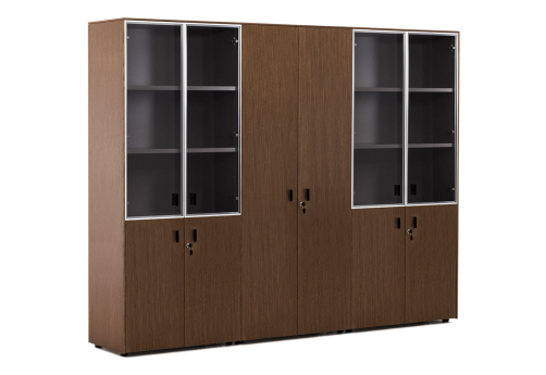 Шкаф комбинированный х 2 с гардеробом, цвет орех + черный