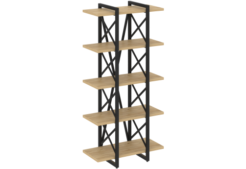 Стеллаж Европа, цвет тиквуд светлый + черный