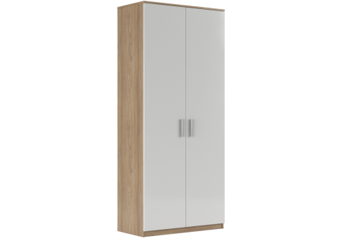 Гардероб с глянцевым фасадом, цвет вяз + белый