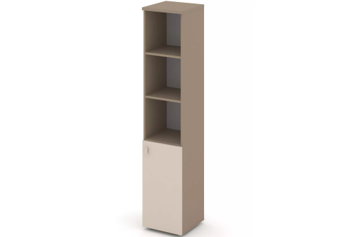 Шкаф высокий узкий правый (3 открытые полки), цвет латте + капучино