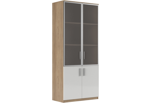 Шкаф для бумаг с глянцевым фасадом, цвет вяз + белый