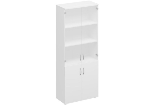 Шкаф для документов со стеклом Прайм, цвет белый