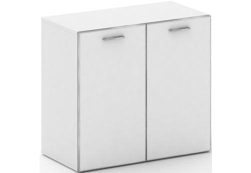 Шкаф широкий низкий со стеклом Милтон, цвет белый бриллиант