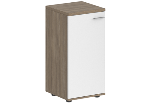 Шкаф низкий с задней стенкой HDF левый Индиго Вуд, цвет дуб темный + белый