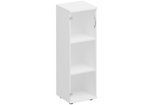 Шкаф для документов средний узкий с прозрачным стеклом Прайм, цвет белый