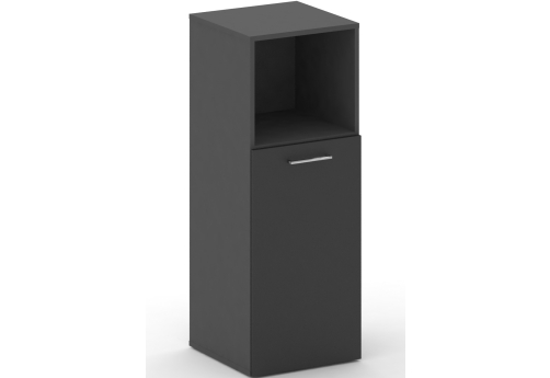 Шкаф узкий средний правый (1 открытая полка) Квентин, цвет базальт + черный