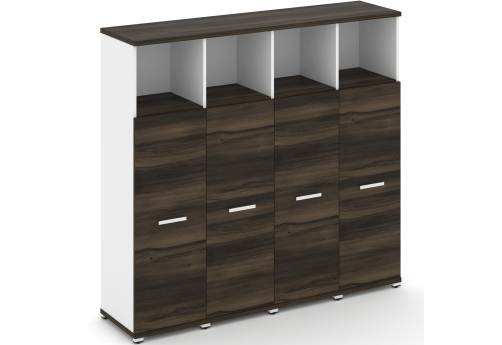 Шкаф четыре узкие секции 4 ниши (4 фасада ЛДСП, 3 ниши) Динен, цвет дуб мали-белый