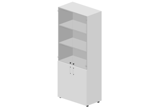 Шкаф высокий (3 полки под тонированным стеклом) Кристо Директ, цвет белый