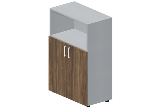 Шкаф средний с открытой полкой Кристо Директ, цвет орех + титан