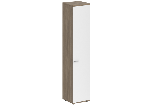 Шкаф высокий с задней стенкой HDF правый Индиго Вуд, цвет дуб темный + белый