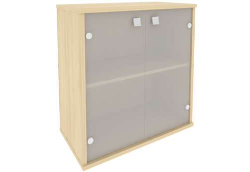 Шкаф низкий широкий со стеклом, цвет акация