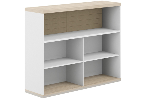 Стеллаж-комбо 1-сторонний с топом с экраном тканевым высоким Фламинго, цвет белый + акация + бежевый