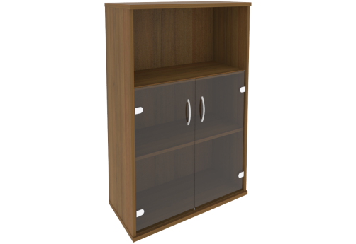 Шкаф средний со стеклом и полкой, цвет орех
