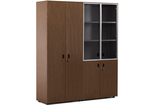 Шкаф комбинированный + для бумаг, цвет орех + черный