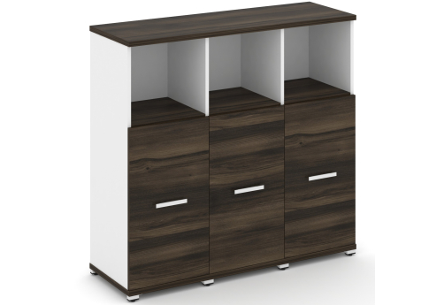 Шкаф три узкие секции 3 ниши (3 фасада ЛДСП, 2 ниши) Динен, цвет дуб мали-белый