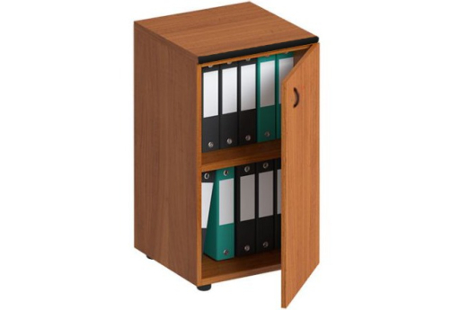 Шкаф для документов узкий низкий закрытый Линси, цвет орех