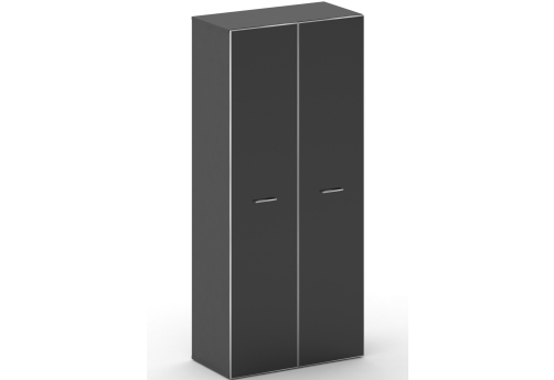 Шкаф широкий высокий со стеклом Милтон, цвет базальт