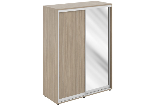 Шкаф-купе высокий с полками 1 зеркало с задней стенкой ХДФ Индиго Вуд, цвет темный дуб