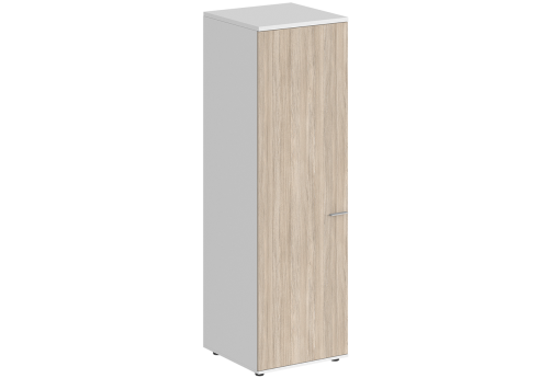 Гардероб с задней стенкой HDF левый Индиго Вуд, цвет белый + дуб светлый