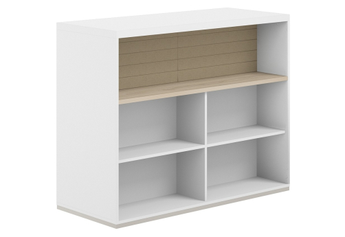 Стеллаж-комбо 2-сторонний с топом с экраном тканевым высоким Фламинго, цвет белый + акация + бежевый