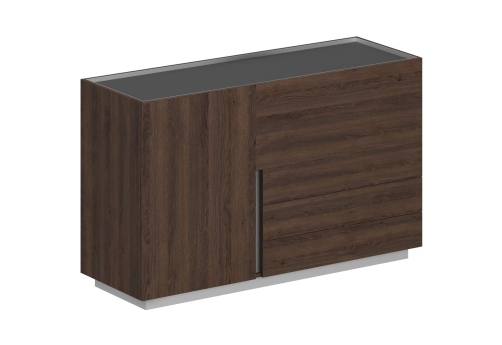 Шкаф (3 ящика и 2 распашных фасада) правый, цвет дуб темный