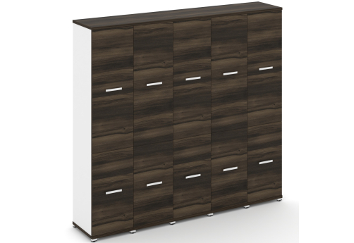 Шкаф пять узких секций 5 ниш (5 фасадов ЛДСП, 2 ниши + 5 фасадов ЛДСП, 3 ниши) Динен, цвет дуб мали-белый