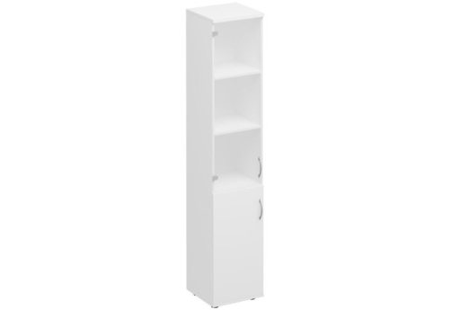 Шкаф для документов узкий со стеклом Прайм, цвет белый