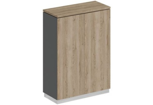 Шкаф для документов закрытый средний Римини, цвет дуб светлый + антрацит + дуб светлый