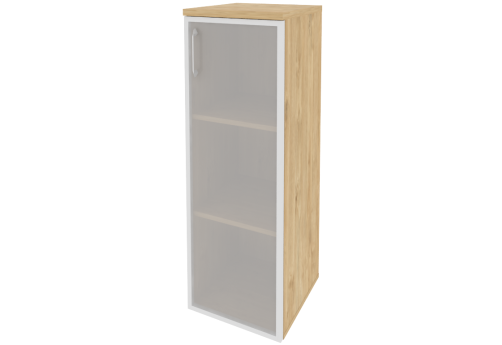 Шкаф средний узкий правый со стеклом в раме, цвет тиквуд светлый