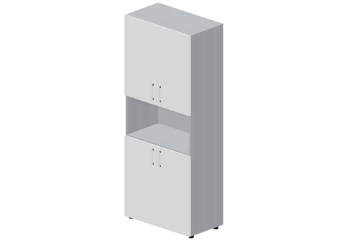 Шкаф высокий с нишей Кристо Директ, цвет белый + титан