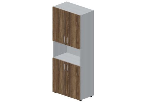 Шкаф высокий с нишей Кристо Директ, цвет орех + титан
