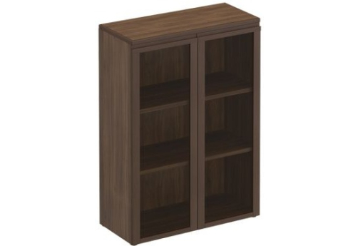 Шкаф для документов средний со стеклянными дверьми Фиеста, цвет орех