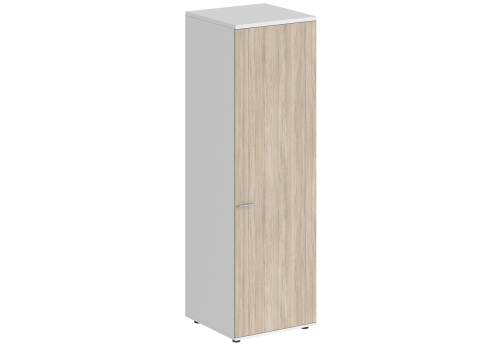 Гардероб с задней стенкой ЛДСП правый Индиго Вуд, цвет белый + дуб светлый