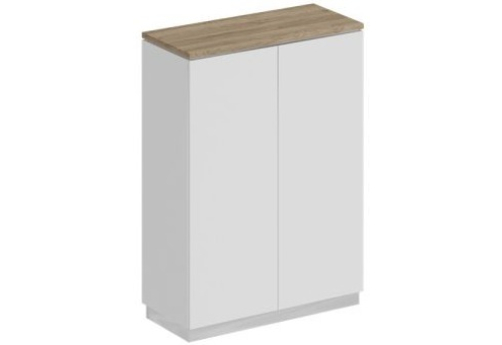 Шкаф для документов закрытый средний Римини, цвет дуб светлый + белый + белый