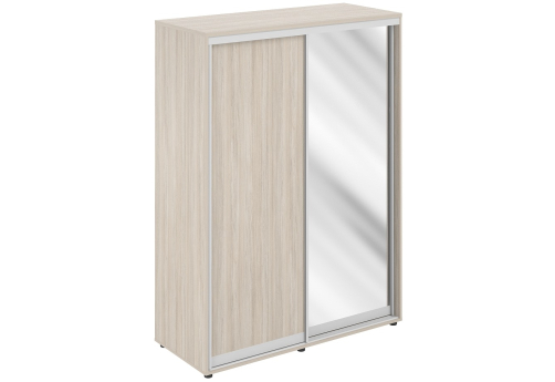 Шкаф-купе высокий с полками 1 зеркало с задней стенкой ХДФ Индиго Вуд, цвет светлый дуб