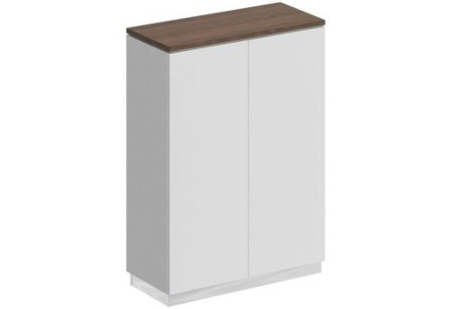 Шкаф для документов закрытый средний Римини, цвет дуб темный + белый + белый