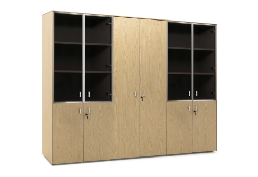 Шкаф комбинированный х 2 с гардеробом, цвет светлый дуб + хром