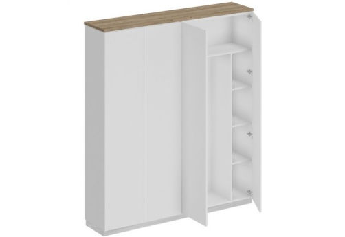 Шкаф с дополнением Римини, цвет дуб светлый + белый + белый