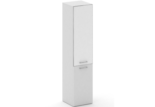 Шкаф узкий высокий левый (3 полки под стеклом) Квентин, цвет белый + белый бриллиант