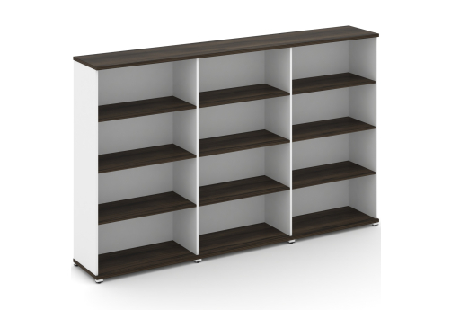 Стеллаж три широкие секции 4 ниши Динен, цвет дуб мали-белый