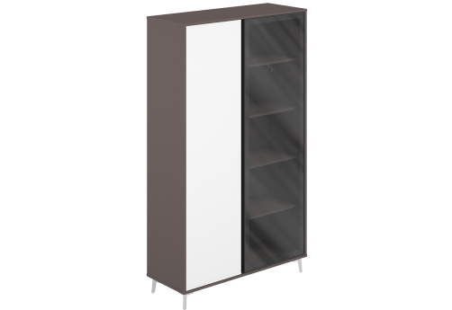 Шкаф высокий комбинированный Кронберг, цвет вольфрам + белый
