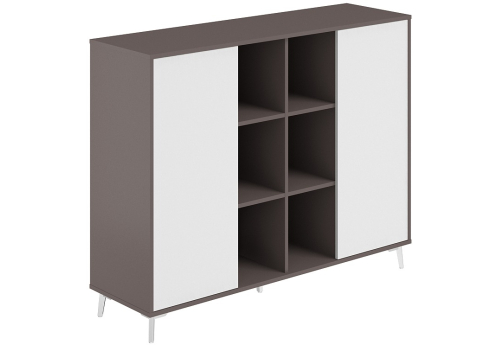 Шкаф средний с нишей Кронберг, цвет вольфрам + белый